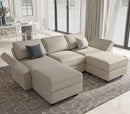 Belffin Modular Sectional Sofa with Double Chaise Velvet U Shaped Sofa Reversible Sectional Couch with Storage Grey by CozyNest Decor