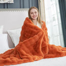 Cozy Bliss Faux Fur Throw Blanket for Couch, Fuzzy Soft Plush Thick Bubble Blanket for Sofa Bedroom Living Room, 60 * 80 Inches Burnt Orange by CozyNest Decor