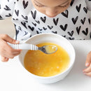 Bumkins Toddler Utensils, Kids Size Fork and Spoon Set, Silicone and Stainless-Steel Training Silverware, Angled Forks / Sporks for Self-Feeding, Children Hold Learning to Eat, 18 Months Up, Marble by TinyTreasures Baby Boutique