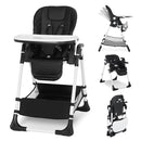 Kinder King Convertible Baby High Chair, Adjustable Feeding Chair for Babies and Toddlers with Removable Double Tray, Simple Compact Fold for Space-Saving, 2 Built-in Wheels, Easy to Clean, Black by TinyTreasures Baby Boutique