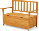 AVAWING Outdoor Storage Bench, Wooden Garden Bench Weatherproof, Patio Benches for Outside, 2-Seat Front Porch Bench, Park Bench for Deck, Lawn, Backyard (Yellow) by CozyNest Decor