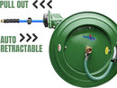 Auto Retractable Water Hose Reel with Hot & Cold Water Rubber Garden Hose, Spray Nozzle - Ultra Light, Super Strong with 6' Lead-in Hose (5/8” x 50’ Green) by GreenHaven Gardens