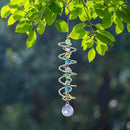 FONMY Gazing Ball Spiral Tail -Decorative Wind Spinner Sun Catcher Rainbow Maker Double-Spiral W/Purple Crystal Ball and Chain Crystals for Indoor Outdoor Garden Decoration -14 inch Height by GreenHaven Gardens