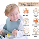Moonkie Silicone Baby Bibs Set Of 2, BPA Free Soft Adjustable Fit Waterproof Feeding Bibs for Babies and Toddlers(Dark Grey/Warm Taupe) by TinyTreasures Baby Boutique