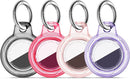 Upgrade Waterproof 4 Pack Airtags Holder with Apple Airtags Keychain, Hard PC Clear Air Tag Case, Anti-Scratch & Shock Air tag Holder, Men's Women's Keyrings & Keychains-Black+Red+Pink+Purple by TinyTreasures Baby Boutique