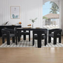 Black Sherpa Dining Chairs Set of 6, Modern Barrel Dining Room Chairs Upholstered Faux Fur Accent Chair with Arms and Round Back for Living Room Kitchen Armchair No Assembly Needed by CozyNest Decor
