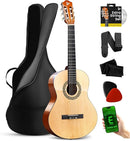 Pyle Beginner Acoustic Guitar Kit, 3/4 Junior Size All Wood Instrument for Kids, Adults, 36" Natural, Gloss by TinyTreasures Baby Boutique
