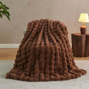Lotus Karen Faux Fur Throw Blanket Dark Coffee - Big Bubble Rabbit Fluff Blanket for Couch Bed Sofa,Softest Fluffy Fuzzy Cozy Blanket,Thick Furry Plush Shaggy Warm Blankets for Women,90x90 Inches by CozyNest Decor