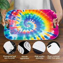 Serving Trays with Handles, 14.5 x 9.8 inch Rectangular Plastic Tray for Restaurant, Kitchen, Tie-Dye Colorful Spiral Patterns by CozyNest Decor