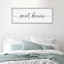 SRSZHIYUE Sweet Dreams Above Bed Wall Decor, 32"x12" Large Rustic Master Bedroom Over Bed Sign Guest Room Couples Wood Framed Farmhouse Horizontal Hanging Decoration (White) by CozyNest Decor