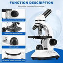 Microscope for Adults and Kids, Science School Laboratory Home Education Biology, 40-2000X High Definition,Easy to Operate,with Phone Holder 10 Specimen Slides 100 Coverslips and Bag for Student by TinyTreasures Baby Boutique