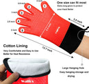 Walfos Silicone BBQ Gloves - Heat Resistant Grilling Gloves, Premium Non-Slip Kitchen Silicone Oven Mitt with Protective Cotton Layer Inside, Waterproof, Great for Grilling, Kitchen and Cooking, Red by GreenHaven Gardens