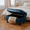 Ottoman Rectangular Storage Ottoman Bench, Faux Leather Footrest, Coffee Table, Stool Footstool with Hinged Lid for Living Room, Bedroom, Entryway, Dark Blue, 35"x23.5"x17.5" by CozyNest Decor