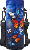Neoprene Water Bottle Carrier Bag with Adjustable Shoulder Strap for Men Women Walking Hiking,Portable Insulated Holder Case for Stainless Steel/Glass/Plastic Bottles by TinyTreasures Baby Boutique