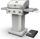 Kenmore 3-Burner Propane BBQ Grill, 30,000 BTUs Gas Grill with Cast Iron Cooking Grates, Folding Side Tables & Wheels, Outdoor Grill with Tool Hooks, Pearl White + Bonus Cover by GreenHaven Gardens