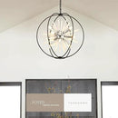 23.6" Black Chrome 12-Light Globe Sputnik Chandelier Modern Adjustable Hanging Ceiling Glass Tube Pendant Light Fixture for Entryway Foyer Staircase Dining Living Room Hallway by CozyNest Decor
