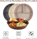 greenandlife 9 Inch 4PCS Portion Control Plates with Lids, Divided Plates for Kids Adults, Dishwasher Microwave Safe Compartment Plate, Unbreakable Lightweight Reusable Wheat Straw Plate, Earth Tone by CozyNest Decor