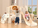YUFU 9 in 1 Toddler Slide Set, Kids Slide for Toddlers Age 1-3, Toddler Playset with Basketball Hoop and Ball, Outdoor Indoor Playground for Toddlers 1-3 (Beige+Coffee) by TinyTreasures Baby Boutique