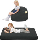 COMAX Bean Bag Chair for Kids 8-12, Toddler Beanbag Bed Corduroy, Convertible Child Bean Chair to Floor Mattress with Filler, Kid Reading Comfy Lounge Couch for Boys and Girls Bedroom, Dark Grey by TinyTreasures Baby Boutique