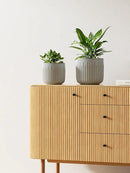 LE TAUCI Fluted Ceramic Planters Set of 3 – 8.3/7 / 5.7 in Star White Reactive Cylinder Indoor Plant Pots with Drainage Plug & Mesh, Glossy Stoneware Flower Pots for Succulents Herbs by CozyNest Decor