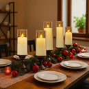 Amagic Ivory Flameless Candles with Remote, Battery Operated Candles with Timer, Acrylic Plexiglass Flickering LED Fake Candle for Wedding, Holiday, Home Decor, Set of 9, D2.2 x H5 6" 7" by CozyNest Decor
