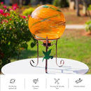 10 Inch Glass Gazing Ball, with 9.4" Tall Metal Gazing Globe Stand, Glass Balls Display Holder Set for Outdoor Garden Lawn Yard Decoration, Sunset Sky by CozyNest Decor