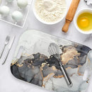 Serving Trays with Handles, 14.5 x 9.8 inch Rectangular Plastic Tray for Restaurant, Kitchen, Gray and Golden Marble by CozyNest Decor