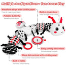 Baby Toys 0-12 Months - Musical Caterpillar Stuffed Animal Soft Plush Toys for Infant Girls Boys 3 6 12 Months Tummy Time Sensory High Contrast Black White Newborn Toys Gifts, W/ Mirror Rattle by TinyTreasures Baby Boutique