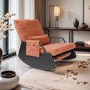 Rocking Chair for Nursery, Modern Upholstered Plush Seating Glider Recliner Chair with High Backrest and Side Pocket, Accent Armchair with Cushions for Living Room/Reading (Burnt Orange) by TinyTreasures Baby Boutique