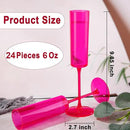 Ciaell 24 Pack Plastic Champagne Flutes - Hot Pink 6 Oz Disposable Champagne Glasses - Square Plastic Toasting Glasses for Party Birthday Anniversary Wedding by CozyNest Decor