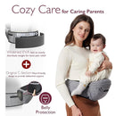 Momcozy Hip Seat Baby Carrier - Adjustable Waistband with Original 3D Belly Protector, Ergonomic Carrier with Various Pockets for Newborns & Toddlers up to 45lbs (Grey, Large) by TinyTreasures Baby Boutique