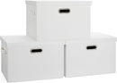 Large 17" 36 Quart Collapsible Stackable Storage Bins with Lids, 3 Packs White Linen Fabric Closet Boxes with Lids, Storage Cube Baskets Container Organizers for Bedroom Office(17 x12 x11) by TinyTreasures Baby Boutique