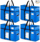 TAILI 2 Tier Extra Large Moving Bags, 4 Pack Blue Heavy Duty Totes For Storage with Visible Window, Wrap Around Handles, Storage Bags for Space Saving, Alternative to Moving Boxes by TinyTreasures Baby Boutique