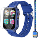 Smart Watch for Kids Boy Gift Ages 3-12, 2 Screen Protector, 26 Puzzle Games, HD Camera Video Music Player Touchscreen Pedometer, Educationtal Toy Brithday Gifts for Boy Ages 4 5 6 7 8 9 10(Blue) by TinyTreasures Baby Boutique