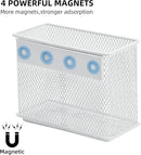dedoot Magnetic Pencil Holder, Locker Pencil Holder Strong Magnetic Holder for Whiteboard Marker, 4.7x2.3x3.7inch Black Mesh Magnetic Holder for Fridge, Sponge, Recipe, Beverage,White by CozyNest Decor