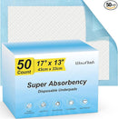 50 Count Super Absorbency Disposable Underpads, Leakproof Quick Drying Disposable Pads for Baby, Puppy and Adults, Disposable Changing Pads for Baby, Disposable Diaper Changing Pads, 17” x 13” by TinyTreasures Baby Boutique