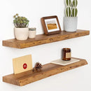 30" Floating Shelves, Live Edge Solid Elm Wood Floating Shelf, Wall Mounted Display Shelves with Heavy-Duty Bracket for Books, Rustic Wooden Shelf for Kitchen, Bathroom, Natural Color, Set of 2 by CozyNest Decor