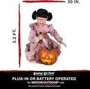Haunted Hill Farm Lunging Pumpkin Carver Zombie Girl by Tekky, Motion-Activated Talking Halloween Animatronic for Indoor or Covered Outdoor Creepy Halloween Decorations, Plug-in or Battery Operated by CozyNest Decor