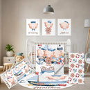 Custom Baby Bedding Set, 5 Pcs Customized Nursery Bedding Set with Name, Comfortable Double Layer Crib Sets for Boys Girls, Personalized Gifts for Infants Toddlers New Parents, Sailing Bear by TinyTreasures Baby Boutique