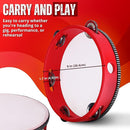 Flexzion Wooden Round Tambourine for Kids and Adults 8" Inch Single Row 8 Pair Jingles, Red Handheld Percussion Instrument for Beginner and Professional Tambourine Player by TinyTreasures Baby Boutique