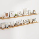 Floating Picture Ledge Shelves 72 Inch Solid Oak Wood Set of 2, Rustic Wall Storage Shelves with Lip, Kids Bookshelf, Photo & Picture Ledge Shelves for Bedroom, Living Room, Kitchen by CozyNest Decor