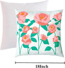 Embroidered Decorative Throw Pillow Cover, 18"x18" Set of 2, Farmhouse Pillowcase Pink Rose Knit Pattern Cotton Canvas Cushion Case Square Floral Pillow Case for Sofa Couch Bed Living Room… by CozyNest Decor