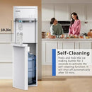 Self-Cleaning Bottom Load Water Cooler Dispenser with Ice Maker for 5 Gallon 3 Temperature Settings 22lbs Daily Capacity White by CozyNest Decor