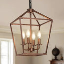 Chandelier for Dining Room, 4-Light Rustic Chandelier Fixtures, Vintage Ceiling Light with Adjustable Height, Antique Bronze Geometric Hanging Light for Bedroom, Foyer, Kitchen, Living Room, Entryway by CozyNest Decor