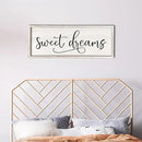 comurdyo Sweet Dreams Wall Decor Above Bed Sign 32" x 12" Master Bedroom Wooden Antique Framed Large Rustic Farmhouse Guest Room Beautiful Simple Hanging Plaque Over Bed Wall Art (White) by CozyNest Decor