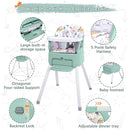 4 in 1 Portable Baby High Chair,Convertible Highchair for Babies and Toddlers-Foldable Infant Booster Seat,Carry Small Box,Dining Chair,Toddler High Chair with 5-Point Harness,Removable Tray-Green by TinyTreasures Baby Boutique