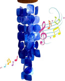 Bellaa 27918 Wind Chimes Outdoor, Garden Decorations, Musical, Indoor/Outside Windchimes, Beach, Ocean Breeze, Gifts for Mom, Gift for All Occasions, Capiz Sea Glass Shells Wood Blue 27 inch by CozyNest Decor