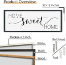 SRSZHIYUE Home Sweet Home Sign 32"x12" for Farmhouse Rustic Large Family Living Room Over Couch Modern Horizontal Wall Decor, Wood Framed Plaques Art Decorative (Black) by CozyNest Decor