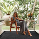 CAMILSON Indoor Outdoor Rug, 8x10 Bordered Dark Gray Black Modern Area Rugs for Indoor and Outdoor Patios, Kitchen and Hallway Mats, Washable Porch Deck Outside Carpet (Bordered Black, 8 x 10) by GreenHaven Gardens