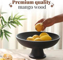 Folkulture Wooden Fruit Bowl for Kitchen Counter | 12" Large Premium Eco Friendly Banana Fruit Basket for Kitchen | Black Wood Bowl with Holder, Pedestal for Table Decor, Centerpiece for Dining Table by CozyNest Decor